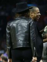 Beyonce NBA Black Biker Leather Jacket