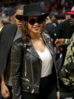 Beyonce NBA Game Biker Leather Jacket