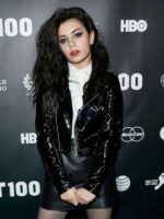 Charli XCX OUT100 Black Biker Leather Jacket