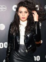 Charli XCX OUT100 NYC Black Biker Leather Jacket