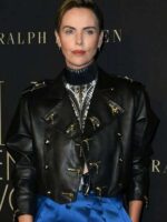 Charlize Theron Black Studded Leather Jacket