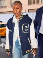 Cynthia Erivo 2025 Navy Blue Varsity Bomber Jacket