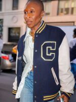 Cynthia Erivo 2025 Navy Blue Varsity Jacket