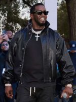 Diddy Howard University Black Leather Jacket