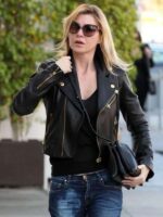 Ellen Pompeo Studio City LA Black Biker Leather Jacket