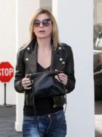 Ellen Pompeo Studio City LA Black Leather Jacket