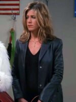 Friends S08 Rachel Green Black Long Leather Coat