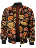Halloween Pumpkin Bomber Jacket