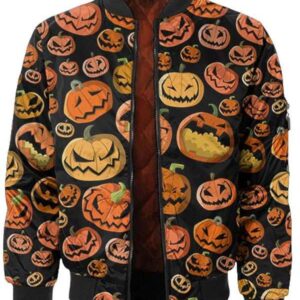 Halloween Pumpkin Bomber Jacket