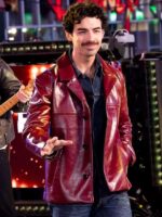 Joe Jonas New Year Eve Celebration Maroon Leather Jacket