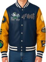 Men Notre Dame 2025 Fighting Irish Varsity Blue and Yellow Jacket