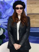 Molly Gordon Oh Hi Black Leather Blazer