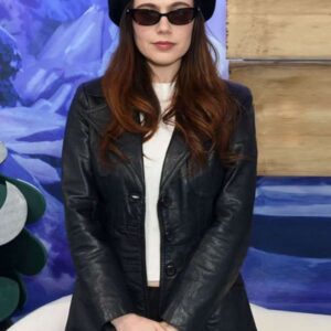 Molly Gordon Oh Hi Black Leather Blazer
