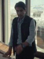 Mountainhead 2025 Jason Schwartzman Blue vest