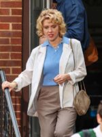 Movie Paper Tiger 2025 Scarlett Johansson White Cotton Blazer