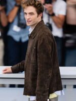 Movie Premiere 2025 Robert Pattinson Brown Suede Leather Jacket