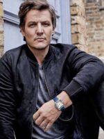 Pedro Pascal Black Suede Bomber Jacket