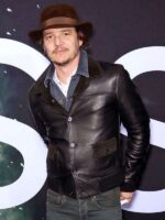 Pedro Pascal Glass Premiere Night Black Bomber Leather Jacket