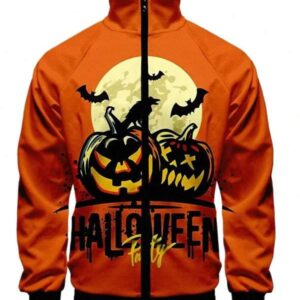 Pumpkin Printed Halloween Party Bomber Jacket