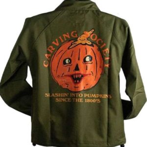 Retro Halloween Craving Society Canva Green Jacket