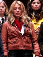 Serena van der Woodsen Gossip Girl Brown Leather Jacket