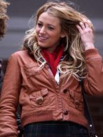 Serena van der Woodsen Gossip Girl Shearling Brown Leather Jacket