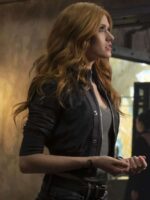 Shadowhunters S03 Clary Fray Grey Suede Bomber Jacket