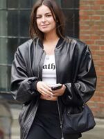 Singer Addison Rae Bomber Leather Jacket