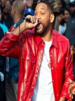 Will Smith London Cross Station Red Leather Jacket