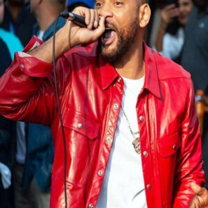 Will Smith London Cross Station Red Leather Jacket