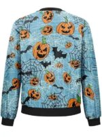 Pumpkins Printed Halloween Blue Bomber Jacket